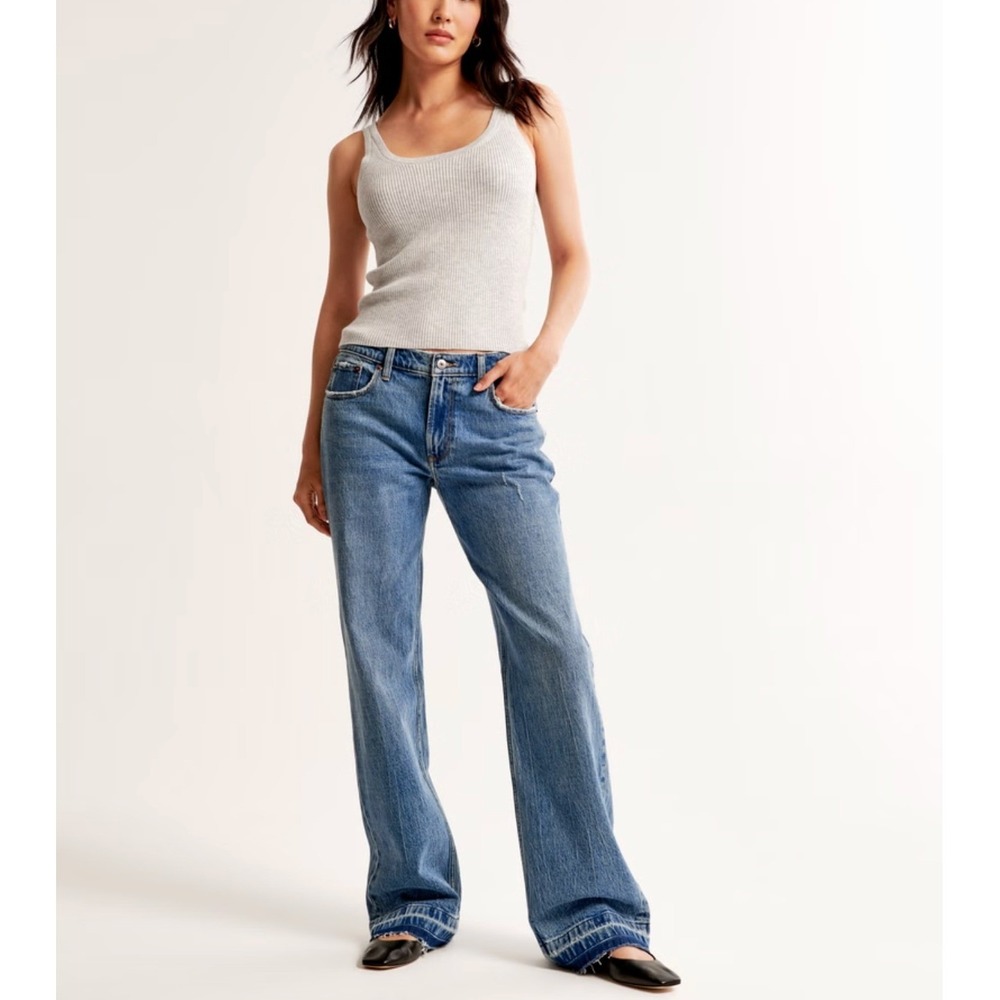 Abercrombie & Fitch The Baggy Low Rise Jeans 27 Blue Wide Leg Denim Skater Y2K